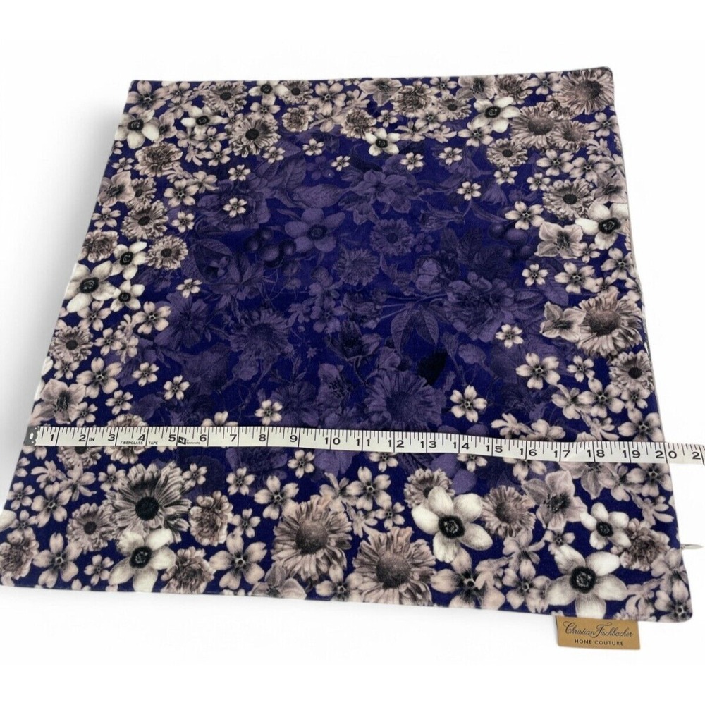 Christian Fischbacher Home Couture Pillow Cover Purple Floral Cotton New - Picture 8 of 11
